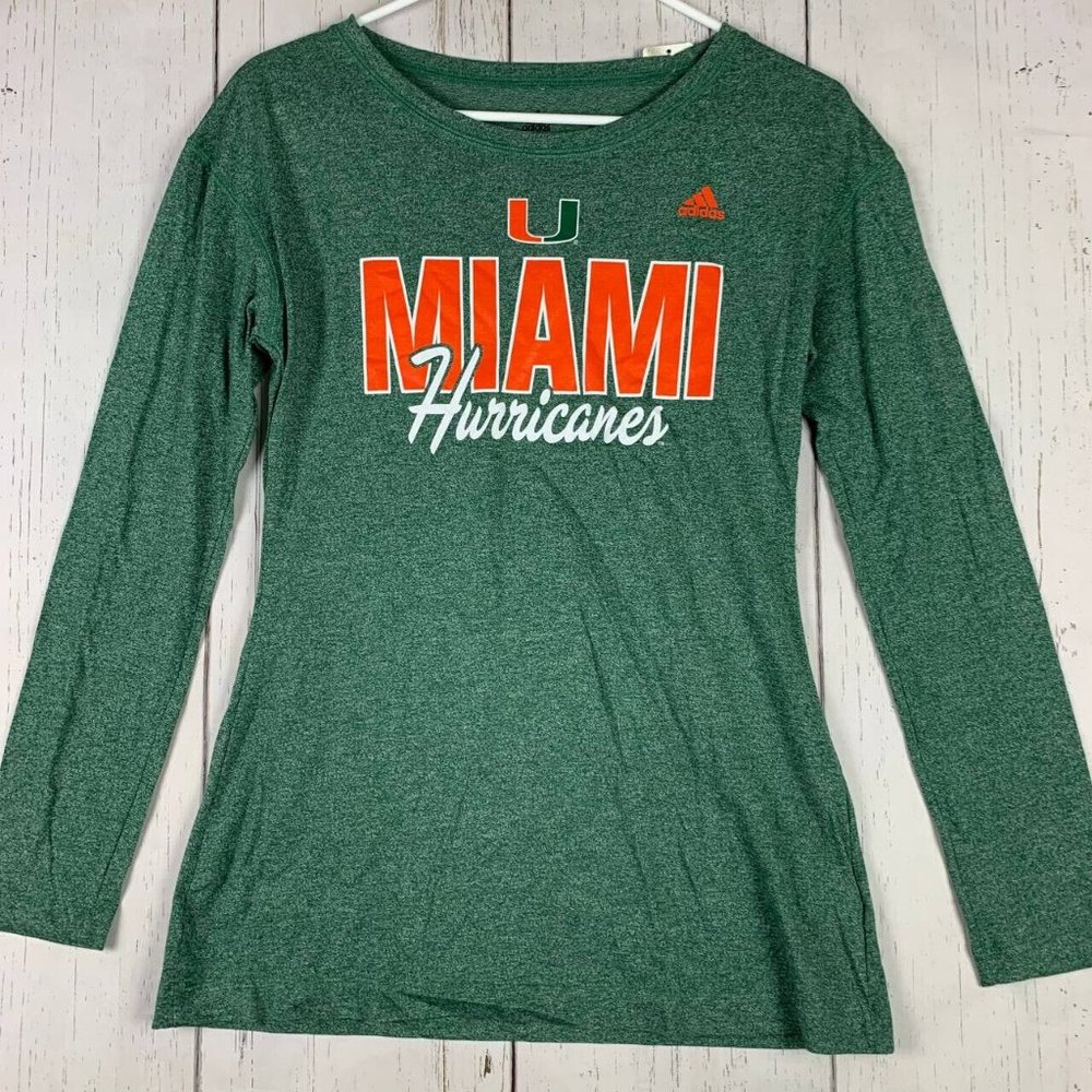 Miami Hurricanes‎ NCAA Adidas Small Green Sweatshirt New Women